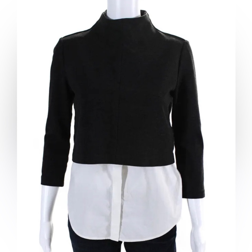 Theory Womens Turtleneck Solid Double Layer Blous… - image 1